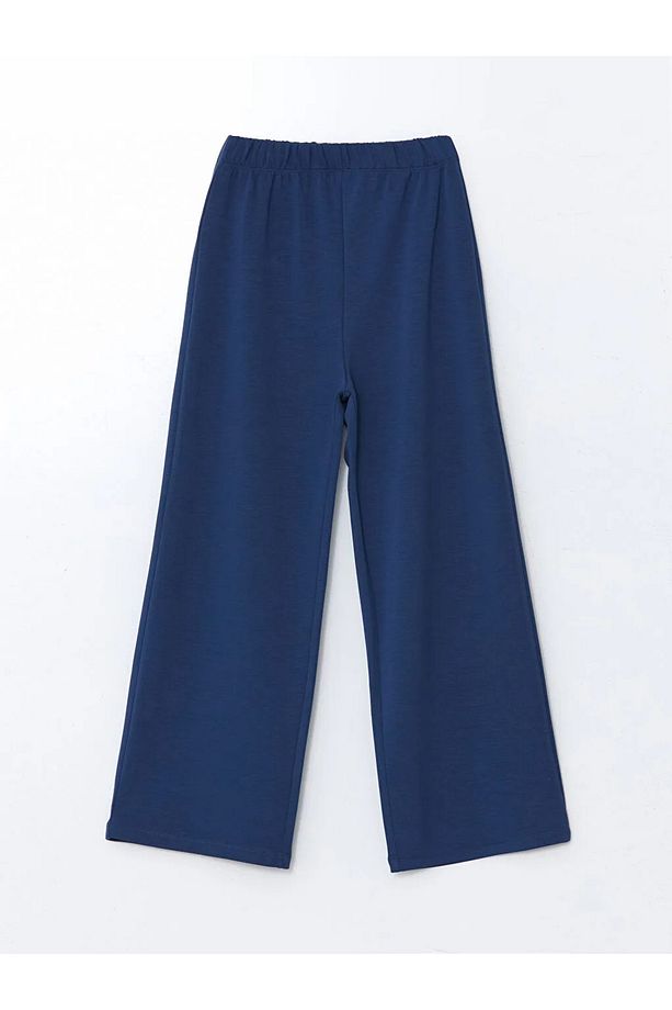LCW Kids Indigo Bisiklet Yaka Soft Touch Kız Çocuk Tişört ve Eşofman Altı - 5