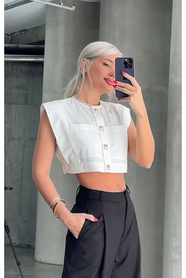 Tasarım Crop Gömlek - 1