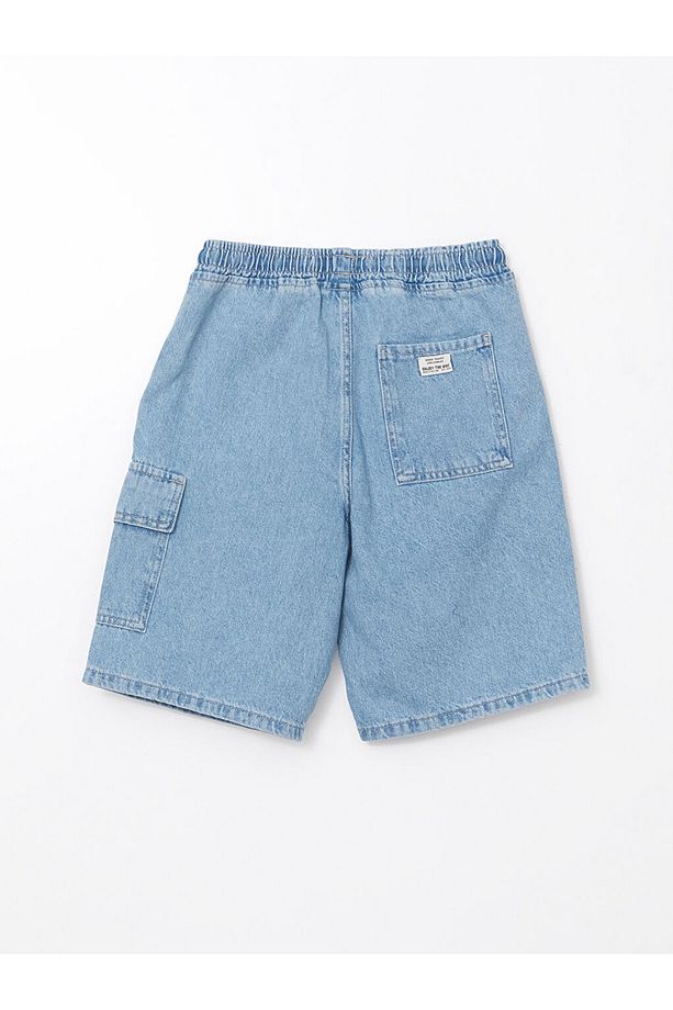 LCW Erkek Çocuk Kargo Beli Lastikli Jean Şort - 3