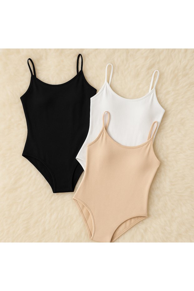 Women's Clothing Rope Strap Lycra Combed Cotton 3 Pieces Snap Fastener Body Ll.K60.O012.001