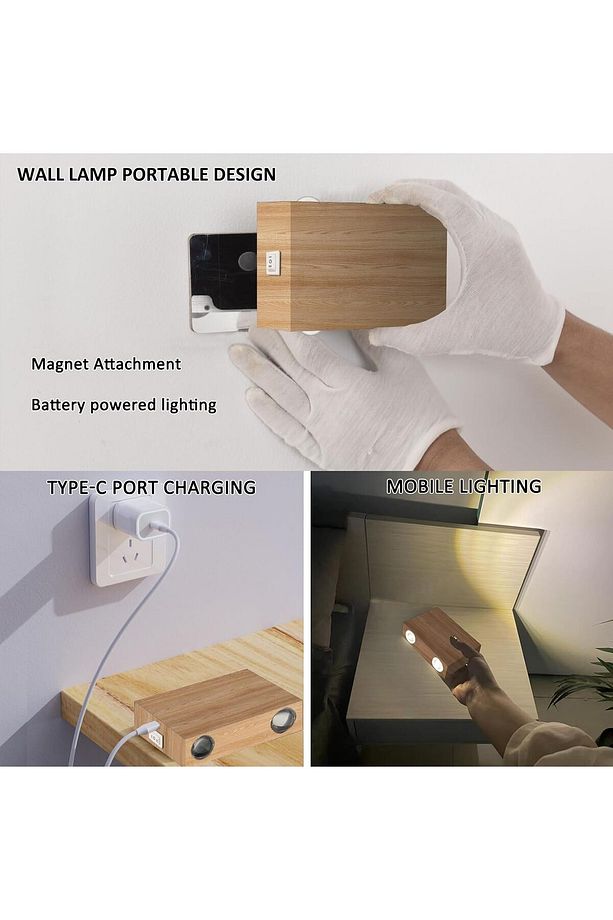 RGB LED Kablosuz Duvar Apliği, Kısılabilir, kumandalı,4 W, USB ile şarj edilebilir pilli, 4000 mAh - 4