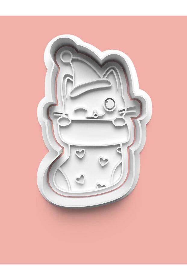 Stocking Hidden Kitten Cookie Mold and Sugar Dough Mold
