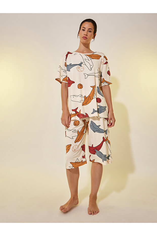 Dolphin Print T-Shirt and Shorts Set
