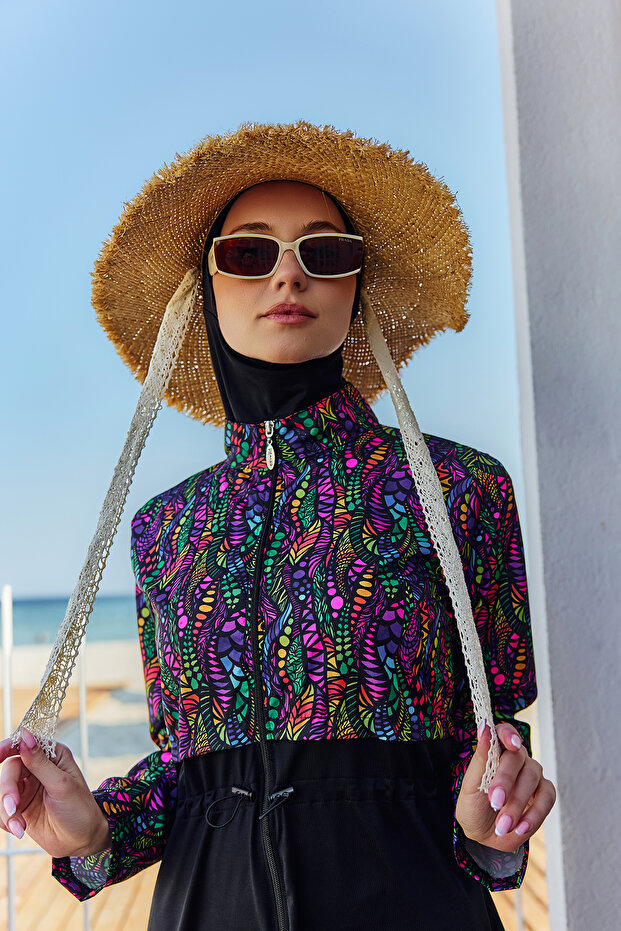 Straw Hat Beach Hat with Tassel Edges and Ribbon Tie Detail Rş-2092 Beige