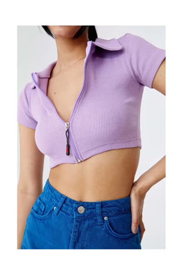 بلوزة قصيرة أرجوانية - 2