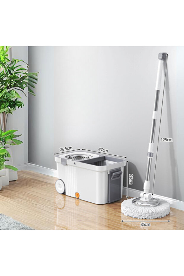 360° Rotating Mop Set With Stainless Steel Centrifugal Bucket, 4 Mop Refills, Portable Bucket - 8