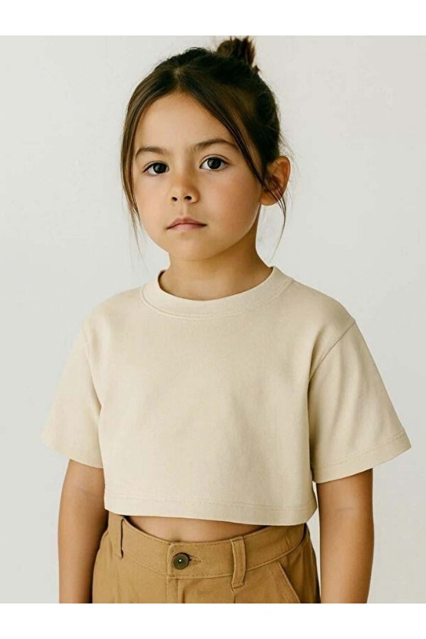 Κοριτσίστικο βαμβακερό μπλουζάκι Basic Crop - 2