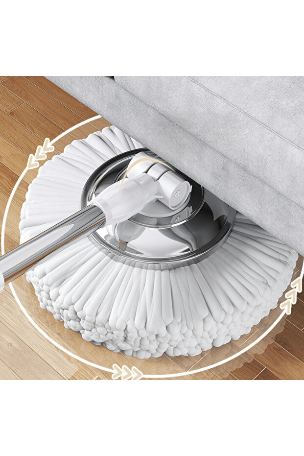 360° Rotating Mop Set With Stainless Steel Centrifugal Bucket, 4 Mop Refills, Portable Bucket - 6