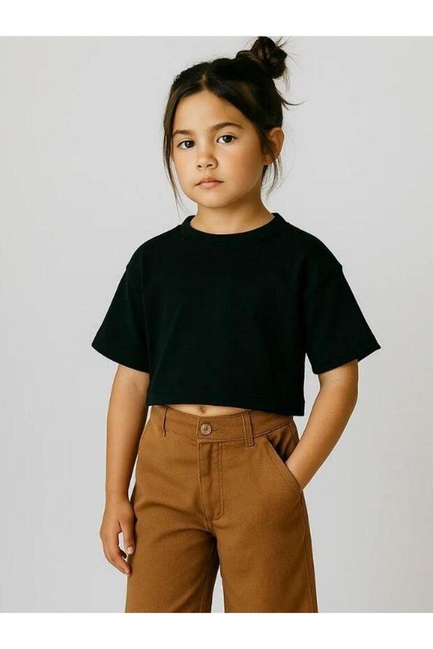 Κοριτσίστικο βαμβακερό μπλουζάκι Basic Crop - 8