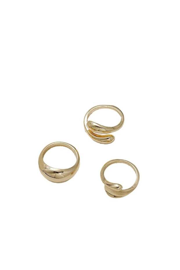 3-Piece Gold-Tone Minimalist Ring Set