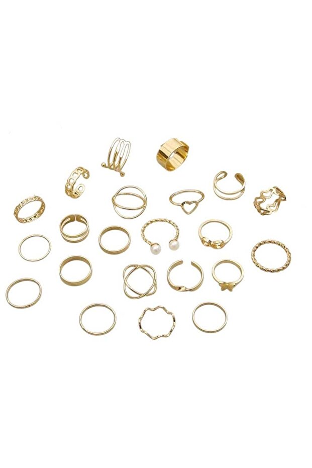 22-Piece Gold Colour Plated Stacking Ring Set Minimalist & Trendy