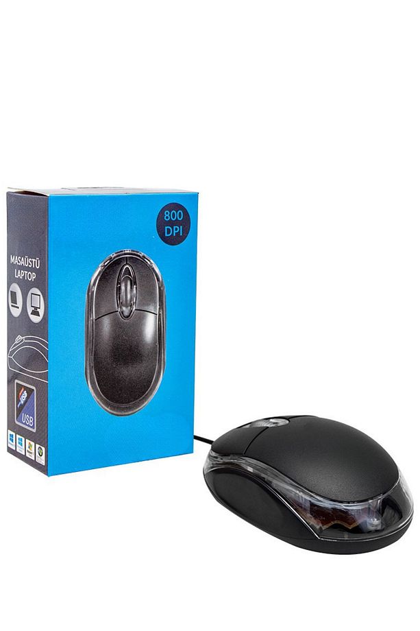 Tak Çalıştır 800 Dpı Kırmızı Optik Işıklı Kablolu Mouse 1.1 Metre Kablolu 3 Buton Tuşlu Mouse - 4