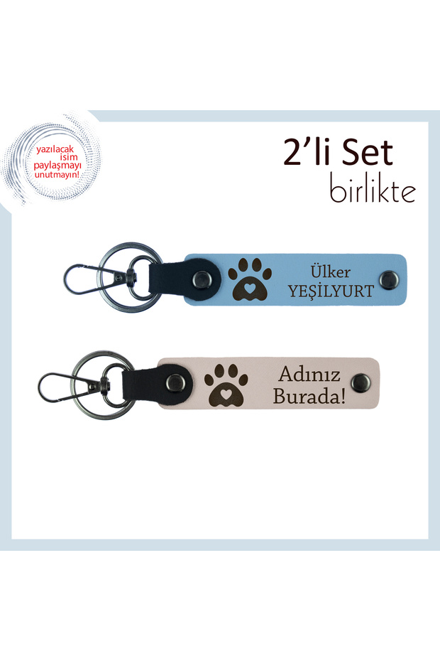 New Special Souvenir for Your Possessed Claw, Heart Keychain Set, Name Can Be Written, Sky Blue-Powder