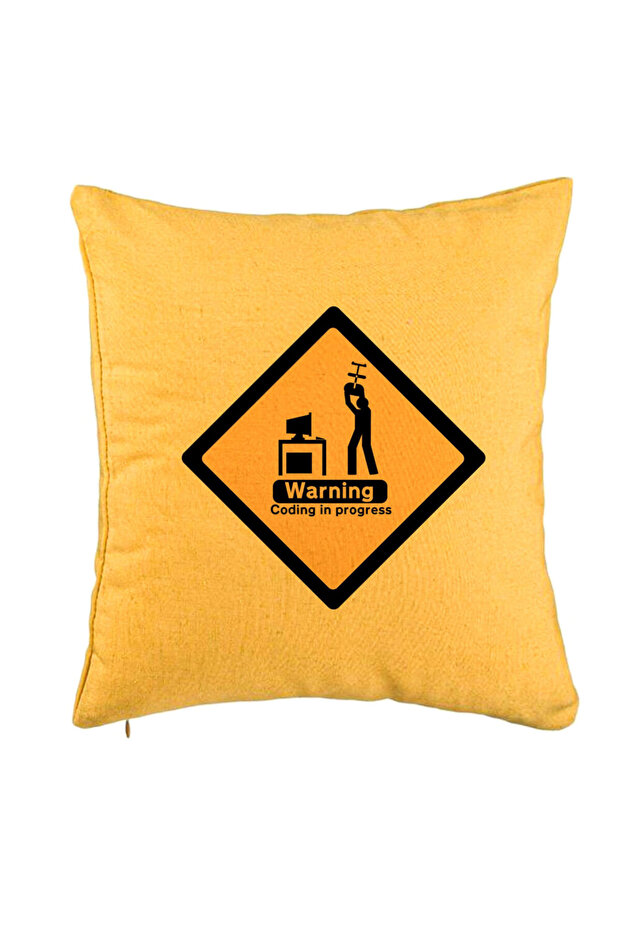 Pillowcase, Coding In Process Pattern, 40x40 Cm, Yellow - 1