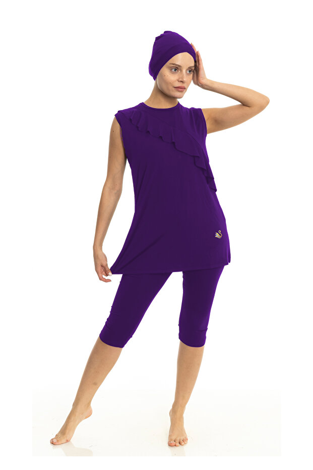 Sıfır Kollu Yarı Tesettür Mayo - 1