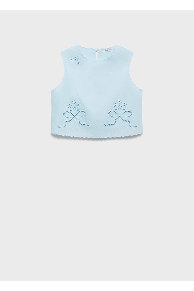 İşlemeli crop bluz - 2