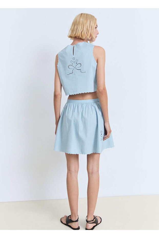 İşlemeli crop bluz - 3