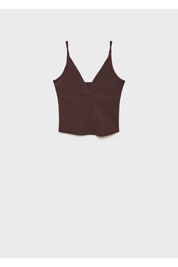 V yaka pamuklu bluz - 3