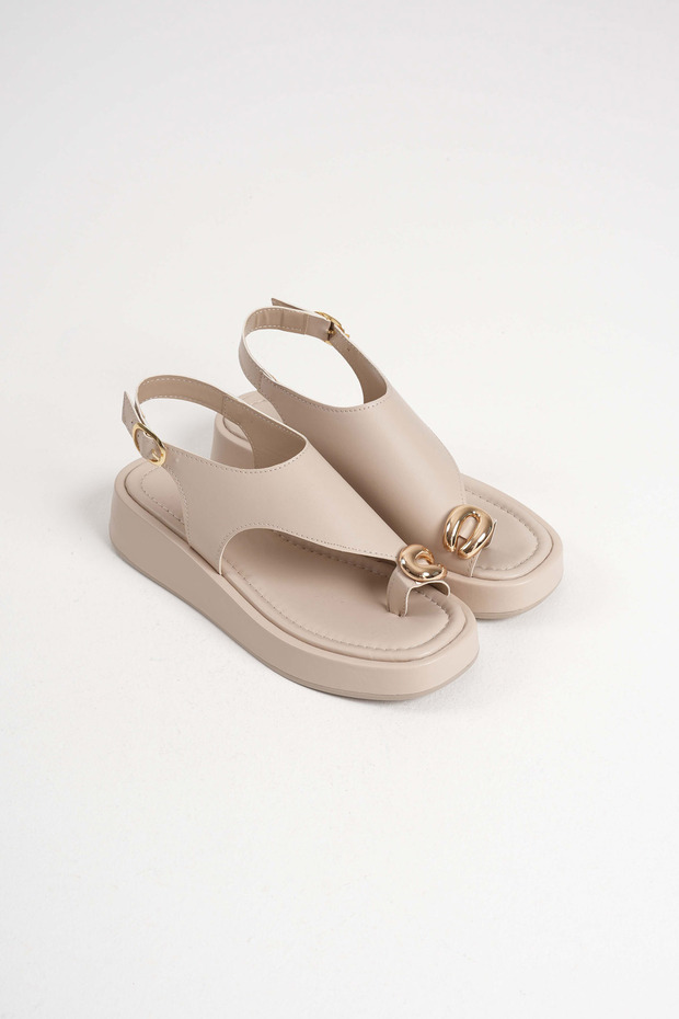 Finger Flip Flops, Over-The-Toe Gold Accessory Women's Sandals