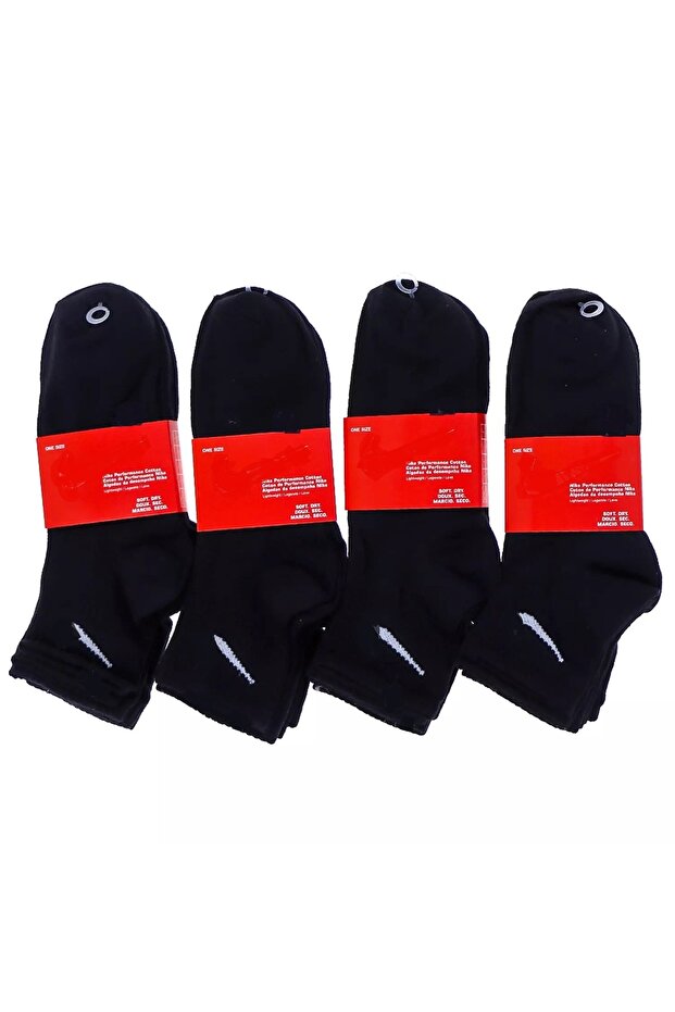 6 Pairs of Sport Patterned Flexible Men's Women's Unisex Black Cotton College Socks