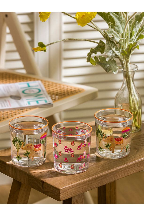 Karişik Baskılı Cam Bardak 3'lü 380 ml - 1