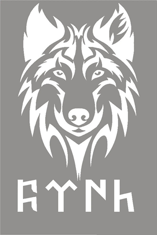 Gokturkish Turkish Lettering and Wolf Modified Car Auto Sticker 15cm White Color
