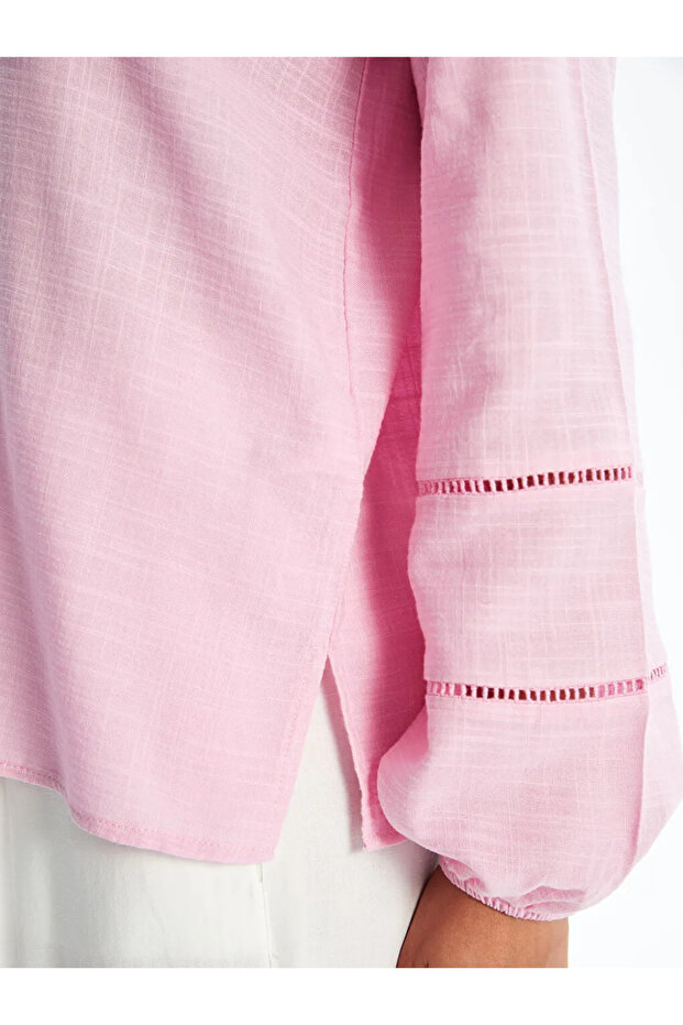 LCWAIKIKI Classic Pembe Kaçık Yaka Oversize Bluz - 3
