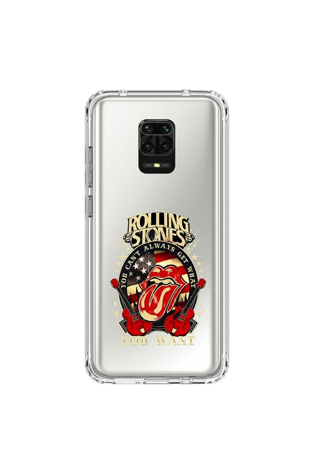 Xiaomi Redmi Note 9 Pro Compatible Transparent Case with Rolling Stones Design