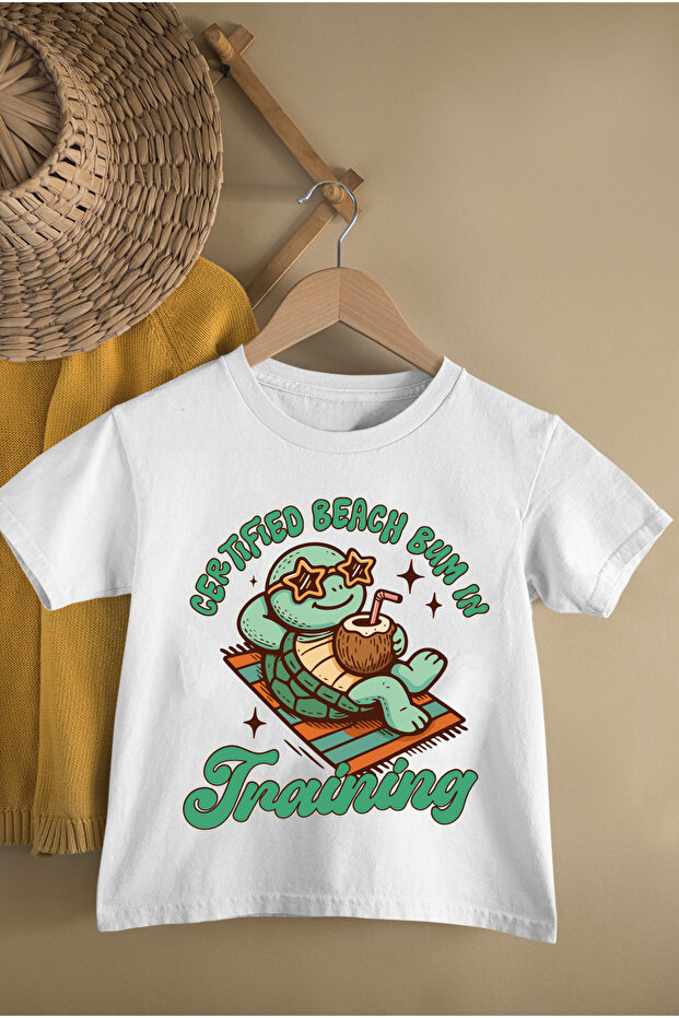 Sea Turtle Printed Cotton Circle Neck Short Sleeve Youth and Children's Tshirt