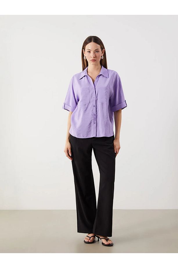LCW Comfort Mor Modal Karışımlı Oversize Kadın Gömlek - 2
