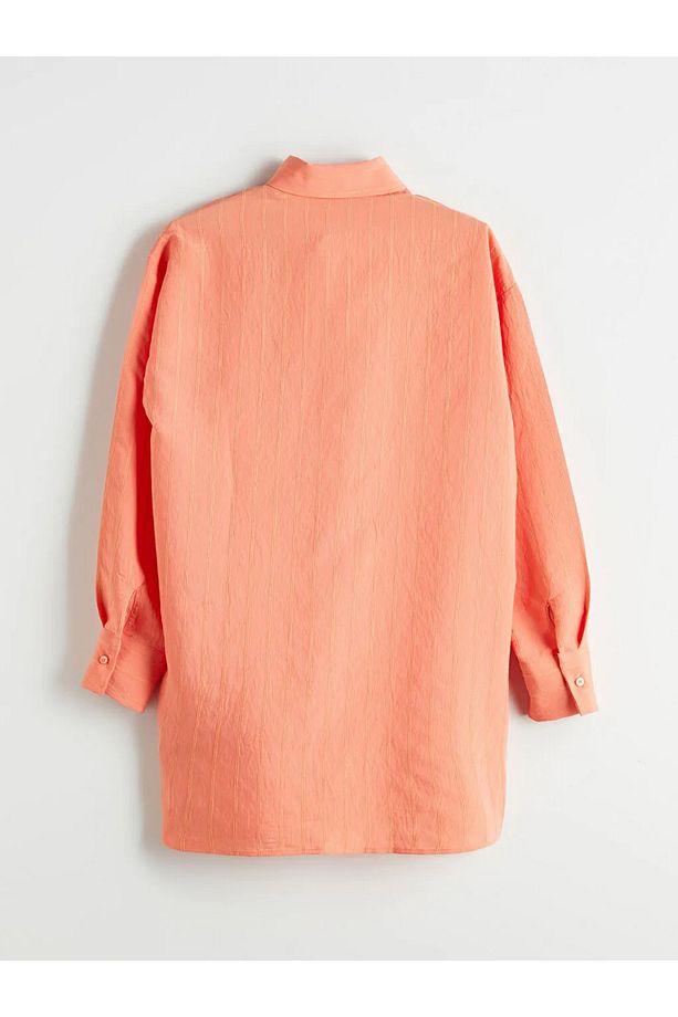 LCW Modest Turuncu Dokulu Oversize Kadın Gömlek Tunik - 4