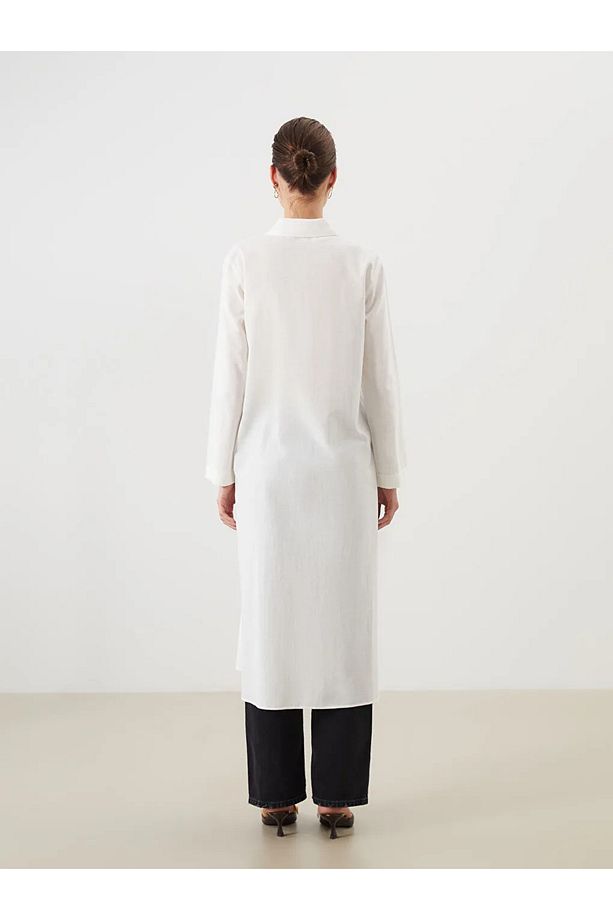 LCW Modest Ekru Loose Fit Kadın Gömlek Tunik - 4