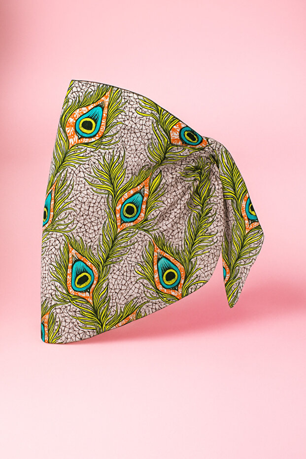 Peacock Eye Patterned Short Pareo Satin Women's Beach Dress New Season