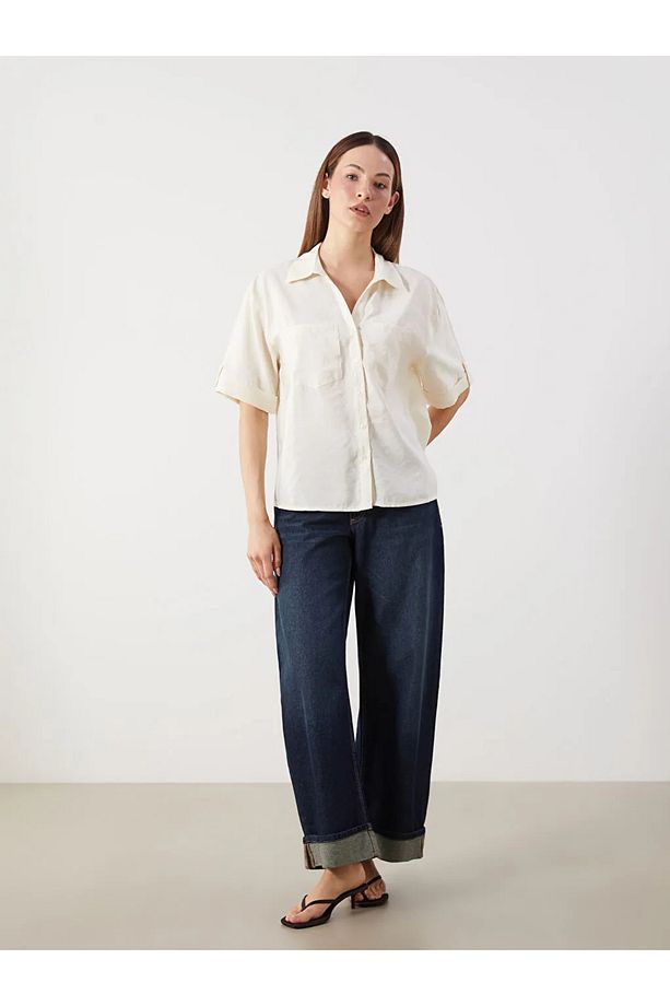LCW Comfort Sari Modal Karışımlı Oversize Kadın Gömlek - 2