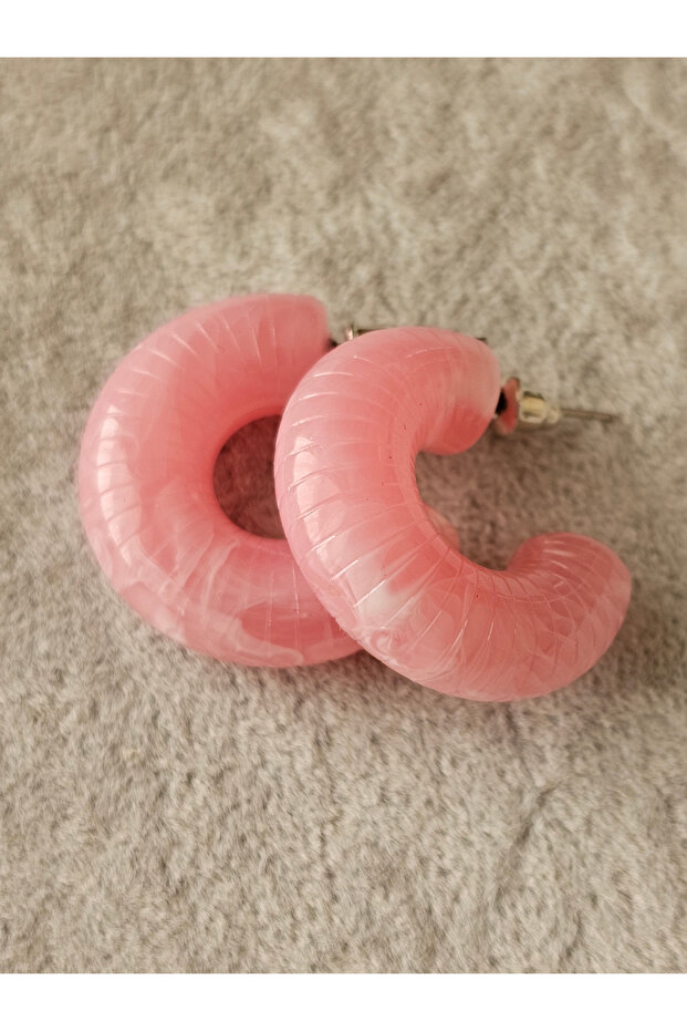 Pink Color Acrylic Hoop Earrings
