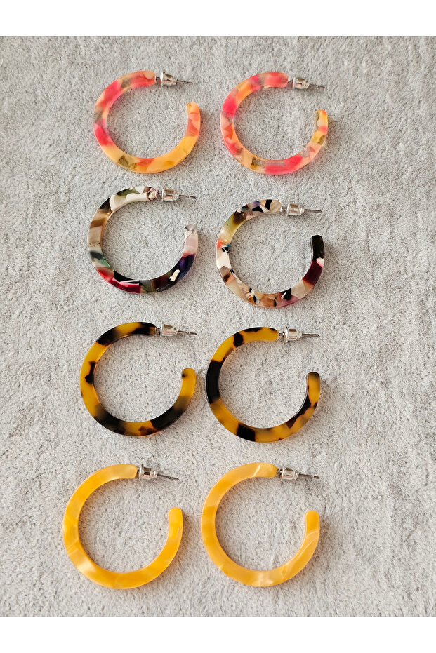 أقراط دائرية من الأكريليك الرقيق منقوشة - 4