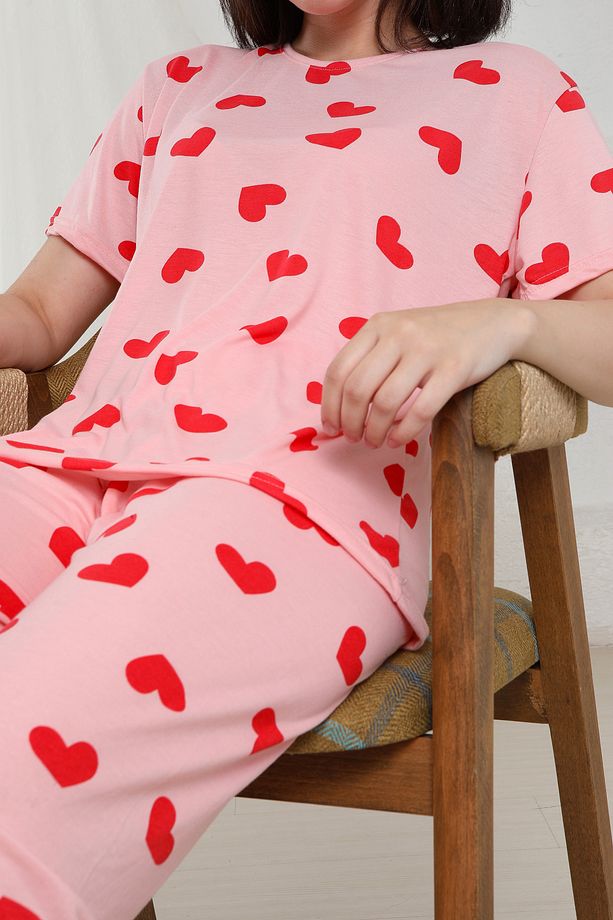 Yazlık Kısa Kol Pijama Polyviskon Takım - 4