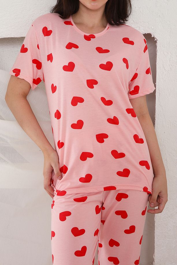 Yazlık Kısa Kol Pijama Polyviskon Takım - 3