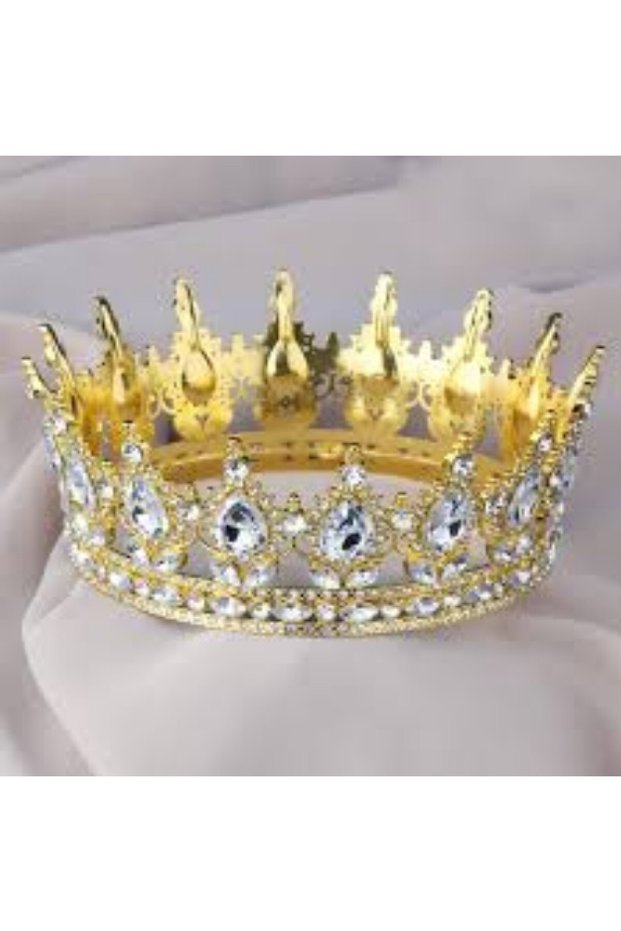 Cake Crown Tamtur Gold Metal 12X12 cm Birthday Crown Cake Decoration Round Metal Crown Henna Wedding Crown