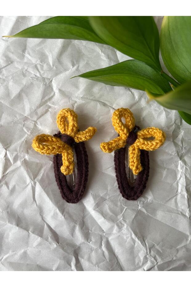 Hand Knitted Brown Yellow Butterfly Gift Daily Girl's Buckle