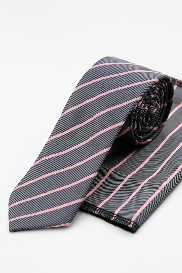 Modern Striped Tie and Handkerchief Set for Men (5.5X150Cm)