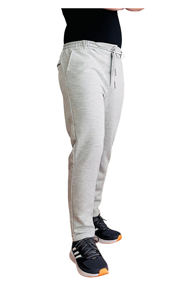 Jagger Erkek Pantolon Likralı Bağcık Detaylı Klasik Erkek Gri Jogger Kumaş Pantolon - 7