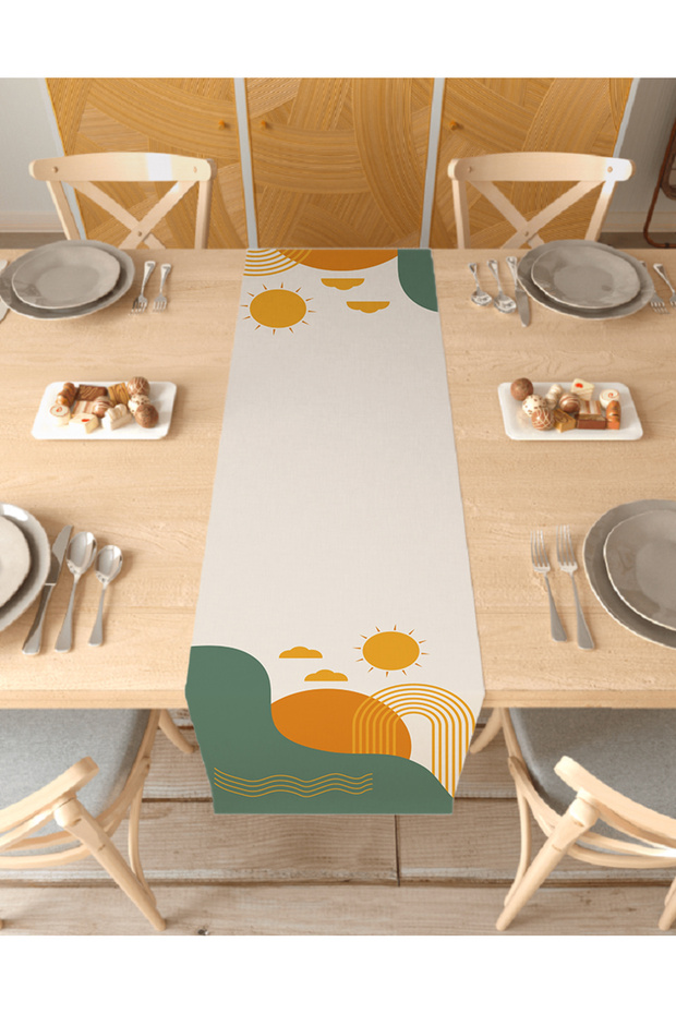 Geometric Line Sun Pattern Special Design Runner Digital Printed Decorative Tablecloth Home Decoration
