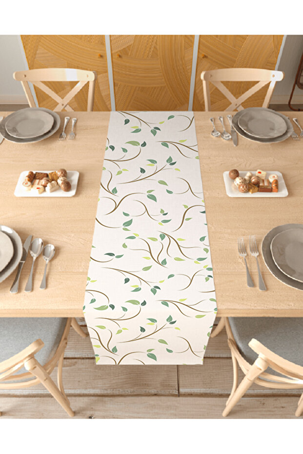 Leaf Bohemian Patterned Special Design Runner Digital Printed Decorative Tablecloth Modern Home Decoration