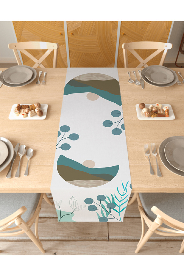 Flower Leaf Pattern Custom Design Runner Digital Printed Decorative Tablecloth Modern Home Decoration