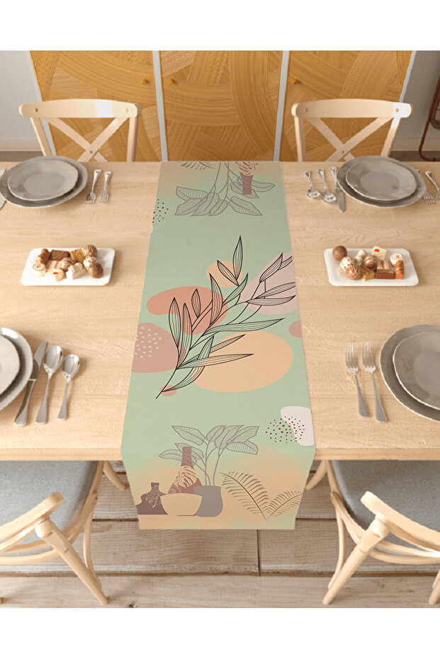 Leaf Bohemian Patterned Special Design Runner Digital Printed Decorative Tablecloth Modern Home Decoration