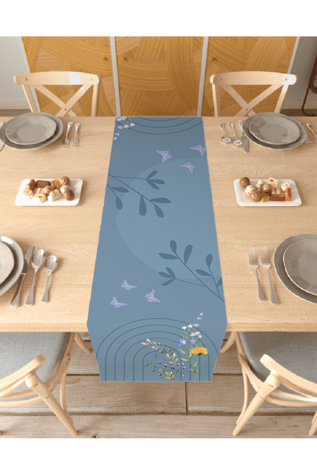 Flower Butterfly Pattern Stylish Special Design Runner Digital Printed Decorative Tablecloth Home Decoration