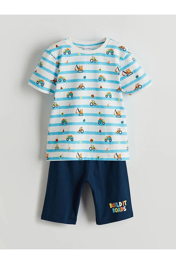 Baskılı Erkek Çocuk Şortlu Pijama Takımı - 2