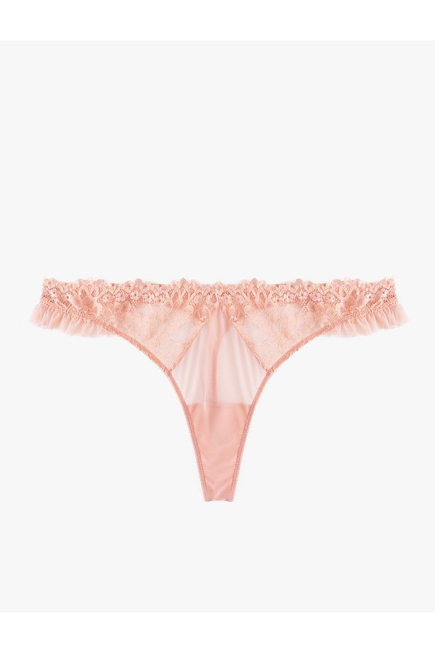 Yeni Sezon Fırfır Detaylı Transparan Dantelli String Külot - 4