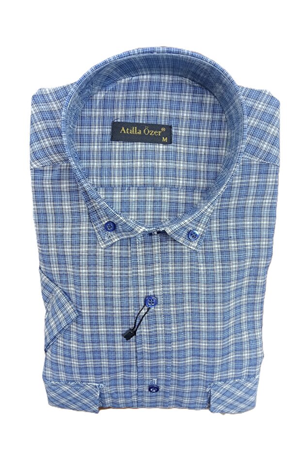Classic Casual Fit Double Pocket Pockets Cover Button Short Sleeve